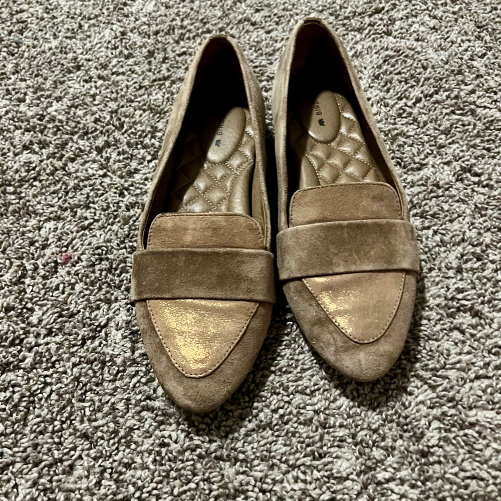 Birdies Women's Flats in Oak Shimmer Suade